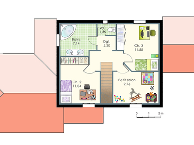Plan habillé Etage - maison - Villa