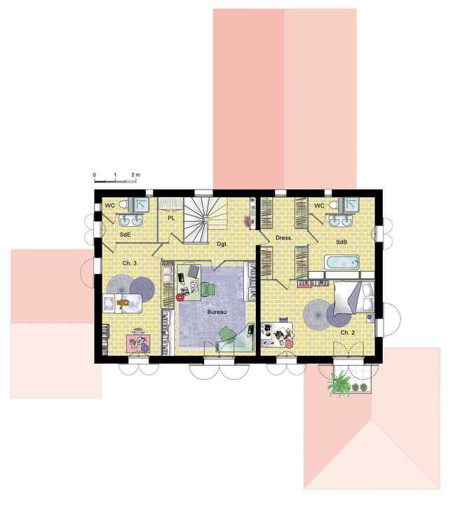 Plan maison meublé - Grande villa provençale