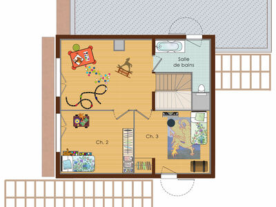 Plan habillé Etage - maison - Une maison au service de l’homme et de la nature