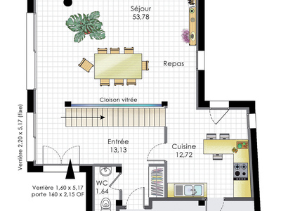 Plan habillé Rdc - maison - Vaste maison contemporaine