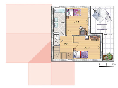 Plan habillé Etage - maison - Une maison à l'esthétique recherchée