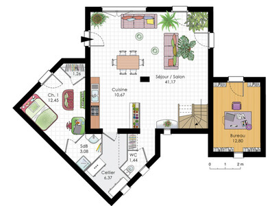 Plan habillé Rdc - maison - Maison moderne