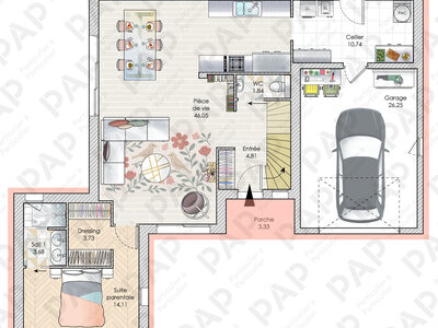 Plan habillé Rdc - maison - Une maison à part
