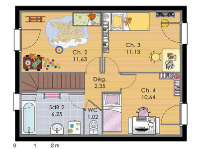 Plan habillé Etage - maison - Demeure spacieuse 1