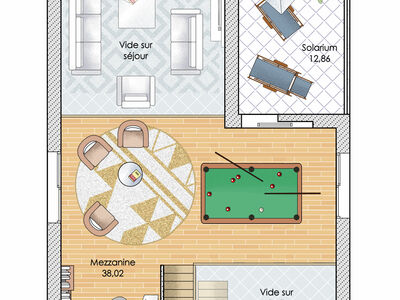 Plan habillé Etage - maison - Une maison avec solarium