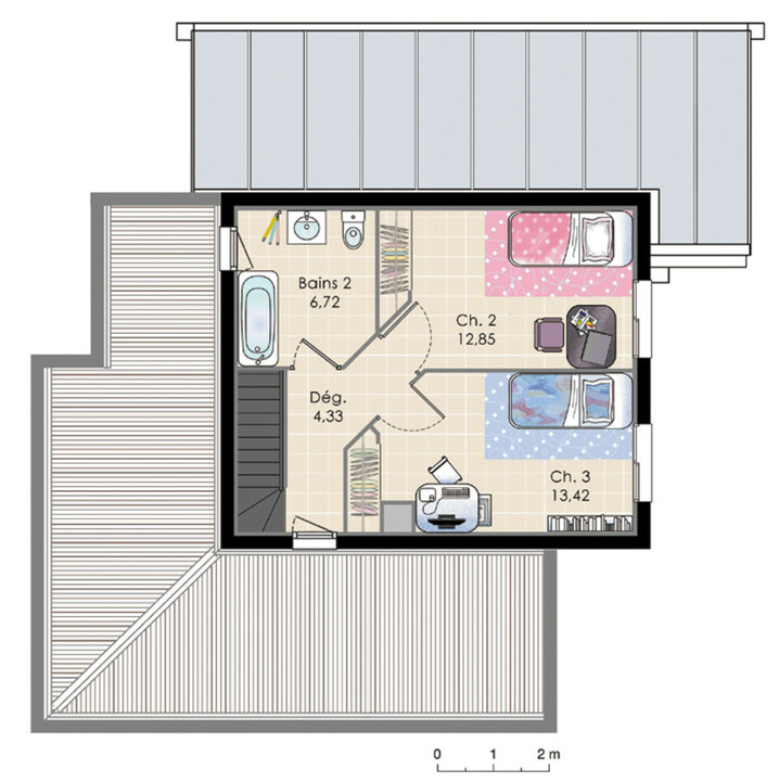 Plan maison meublé - Maison spacieuse et contemporaine