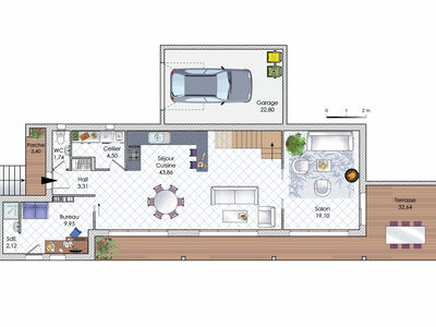 Plan habillé Rdc - maison - Une maison lumineuse dans le Gard