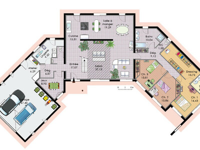 Plan habillé Rdc - maison - Vaste demeure
