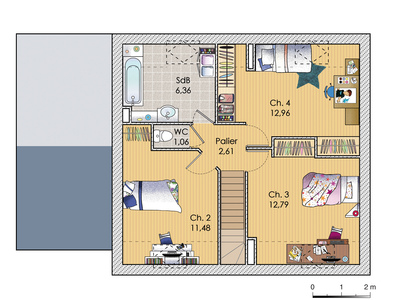 Plan habillé Etage - maison - Econome sur tous les plans