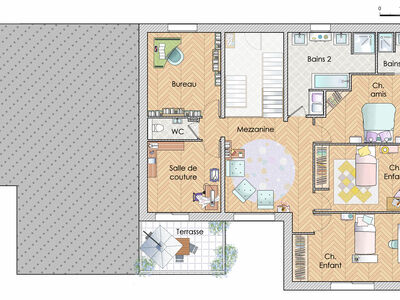 Plan habillé Etage - maison - La maison Horizon
