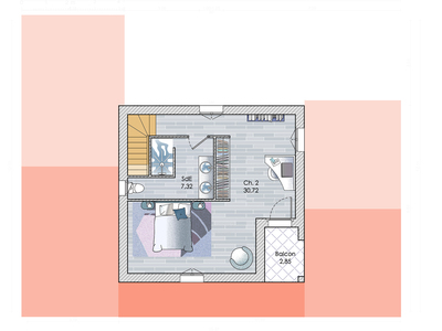 Plan habillé Etage - maison - Une maison génératrice de grands espaces
