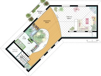 Plan habillé Etage - maison - Maison d'architecte 2