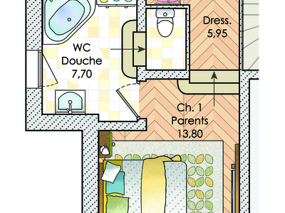 Plan habillé Zoom - maison - Une maison au service de la famille