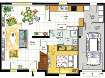 Plan habillé Rdc - maison - Maison contemporaine 7