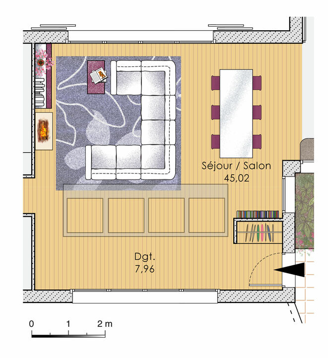 Plan maison meublé - Une maison lumineuse et spacieuse