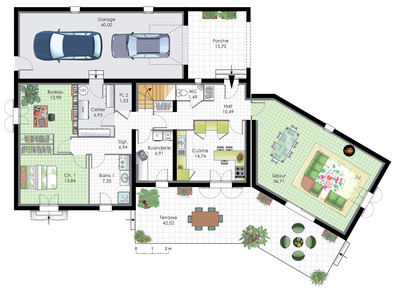 Plan habillé Rdc - maison - Maison BBC 4
