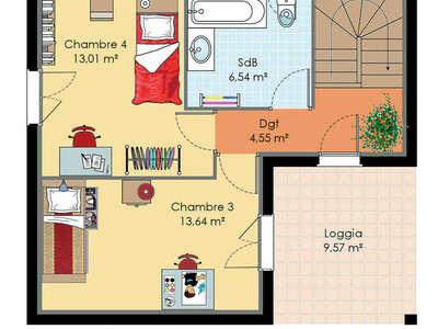 Plan habillé Etage - maison - Maison provençale et écologique