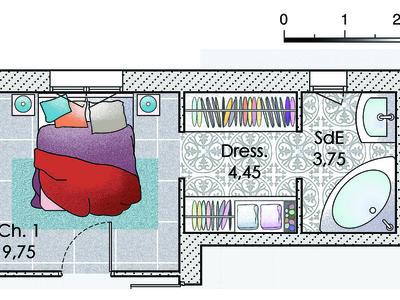 Plan habillé Zoom - maison - Une maison avec une terrasse couverte