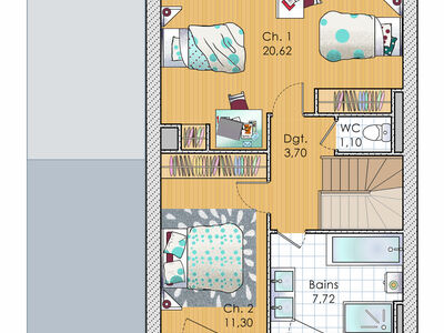 Plan habillé Etage - maison - Co-concevoir sa maison