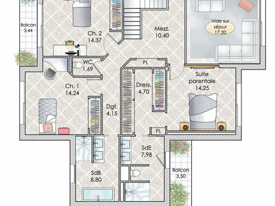 Plan habillé Etage - maison - Un joli bijou contemporain