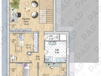 Plan habillé Etage - maison - Une maison à l'élégance contemporaine