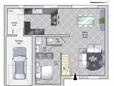 Plan habillé Rdc - maison - Une maison pourvue d'un Lumicene