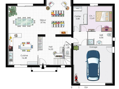 Plan habillé Rdc - maison - Demeure familiale 2