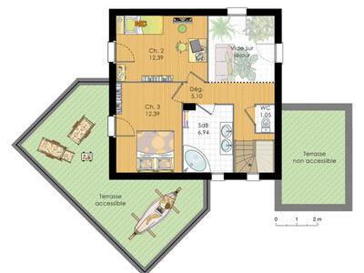 Plan habillé Etage - maison - Maison moderne