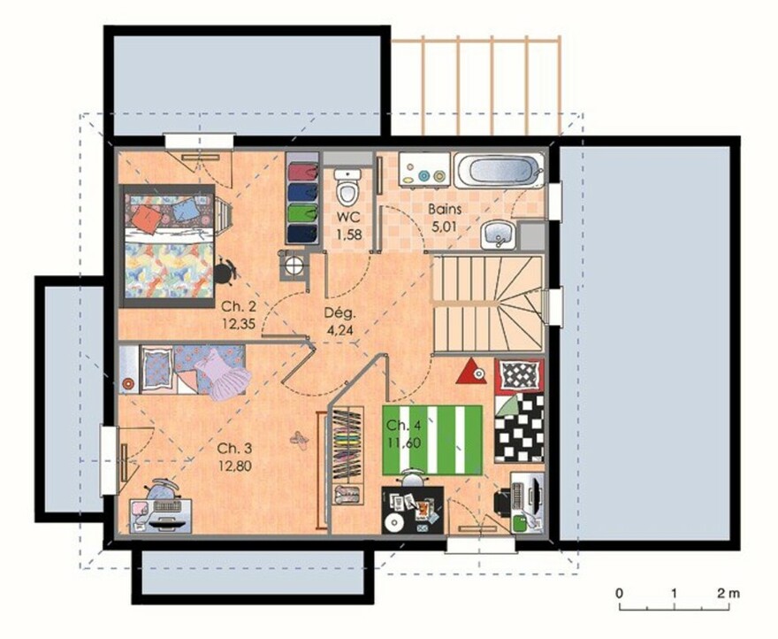 Plan maison meublé - Maison bioclimatique 1