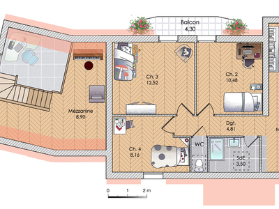 Plan habillé Etage - maison - Une demeure d'exception