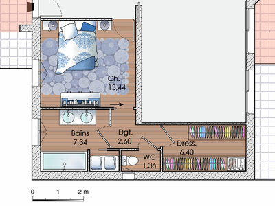 Plan habillé Zoom - maison - Une maison familiale de 215 m2