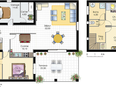 Plan habillé Rdc - maison - Maison méditerranéenne 3