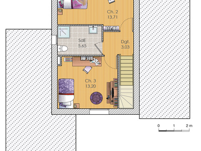 Plan habillé Etage - maison - Une maison contemporaine en Picardie