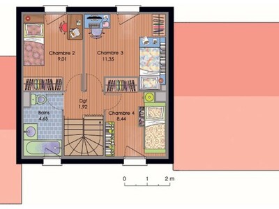 Plan habillé Etage - maison - Maison méditerranéenne 1