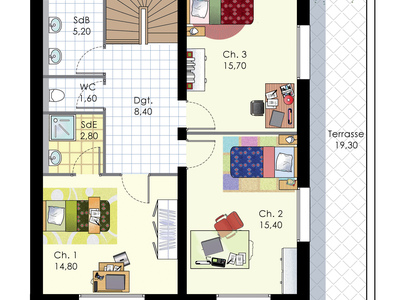 Plan habillé Etage - maison - Vaste demeure écologique