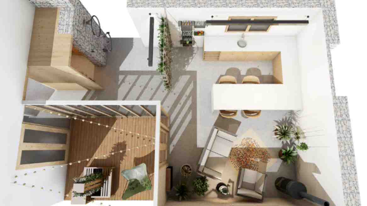 L'appartement «  vert et engagé » du salon, construit en 4 jours et 4 nuits.
