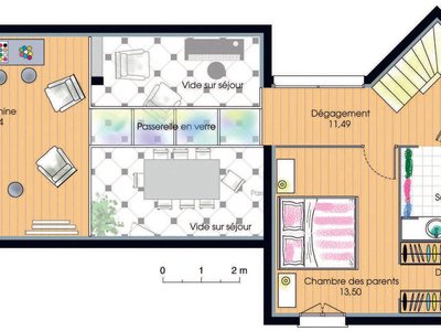 Plan habillé Etage - maison - Villa méridionale