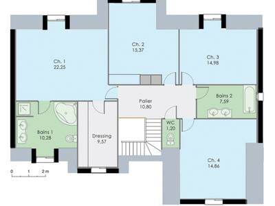 Plan habillé Etage - maison - Demeure familiale 2