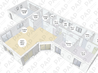 Plan habillé Zoom - maison - Une maison pour faire corps avec la lumière