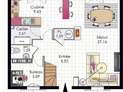Plan habillé Rdc - maison - Maison méditerranéenne