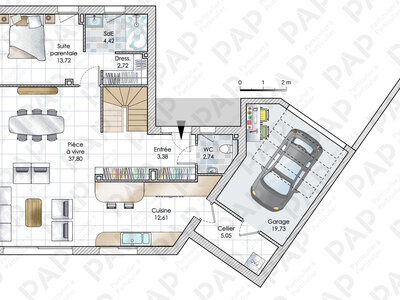 Plan habillé Rdc - maison - Une maison design et sur mesure : explorez ses plans !