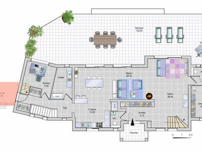 Plan habillé Rdc - maison - Maison contemporaine en Seine-et-Marne