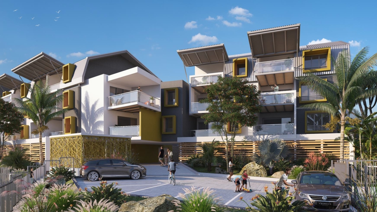 Connectée à la zone commerciale et au quartier d’affaires de Savanna, la résidence bénéficie d’une vue dégagée sur le littoral ouest de La Réunion.