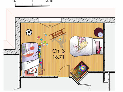 Plan habillé Zoom - maison - Une maison sur mesure en Ile-de-France