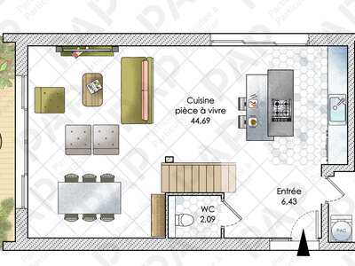 Plan habillé Rdc - maison - Une maison ouverte sur l’extérieur avec vue panoramique