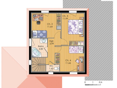 Plan habillé Etage - maison - Maison performante