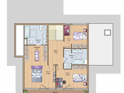 Plan habillé Etage - maison - Une maison unique et sur mesure