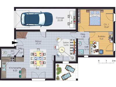 Plan habillé Rdc - maison - Demeure spacieuse 1