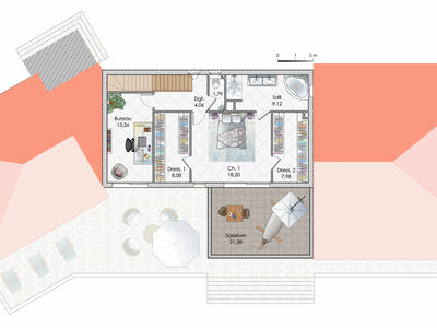 Plan habillé Etage - maison - Une maison qui joue avec la lumière