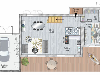 Plan habillé Rdc - maison - Une belle maison néo-contemporaine